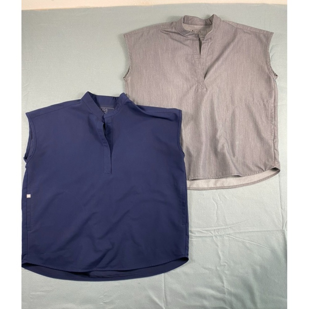 Bundle of 2 Figs Technical Collection Scrub Top Men's Sz M Grey Blue PO#1747
